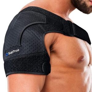 Black Adjustable Shoulder Support Brace for Men